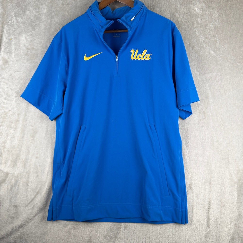 Nike UCLA Bruins Mens Small Blue Short Sleeve Quarter Zip Packable Hood Pullover